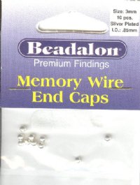 10 3mm Beadalon Round Silver Plate Memory Wire Caps
